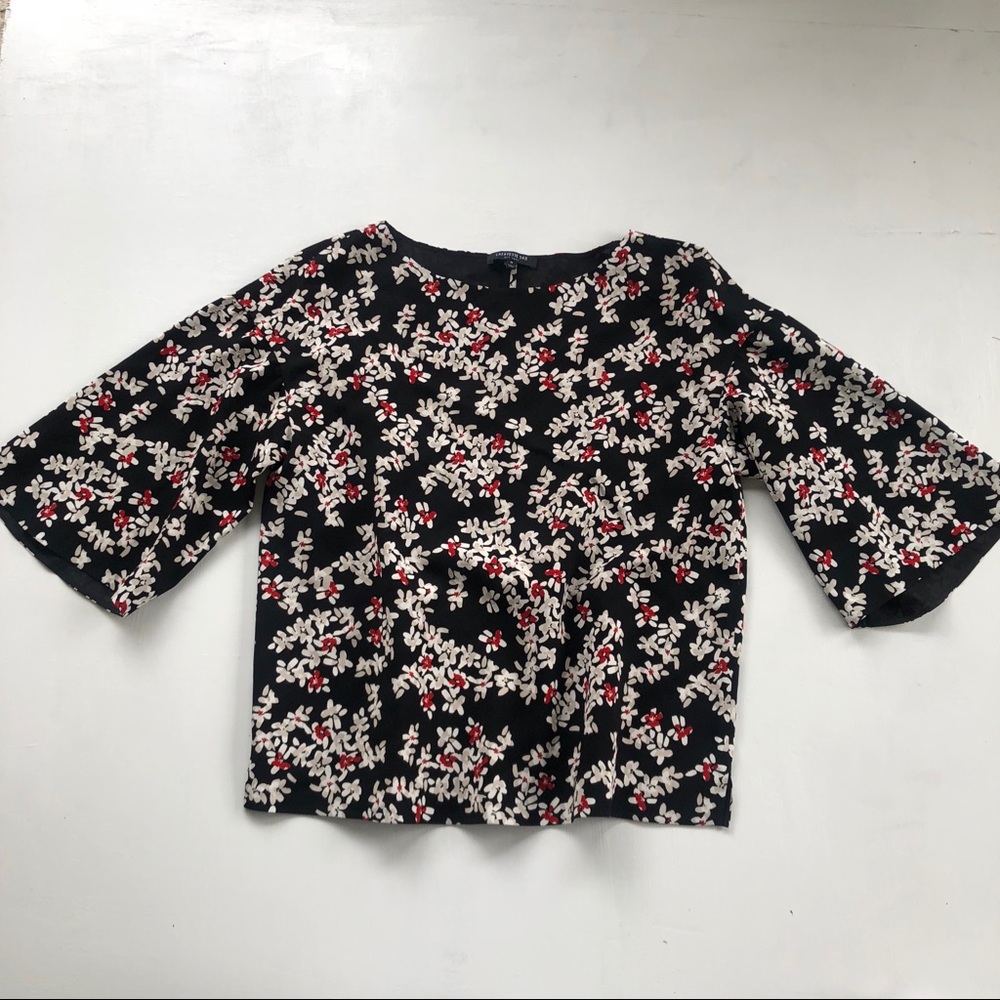 Lafayette 148 Floral Top Black Medium W11